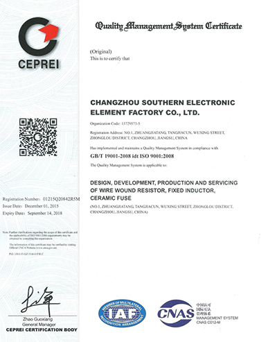 Certificado Sistema de Gestión de Calidad ISO 9001